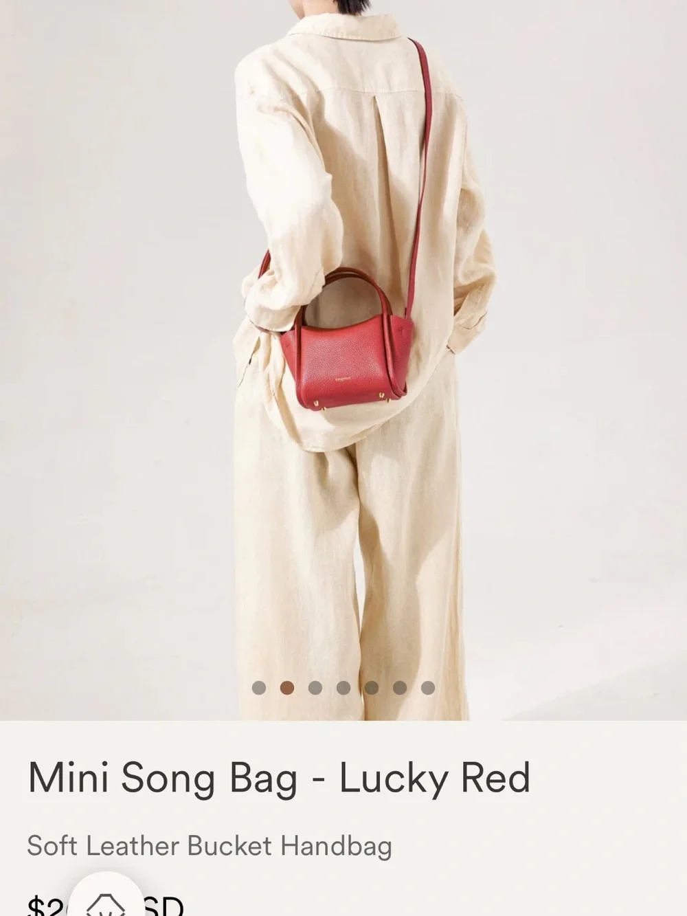 Songmont Mini Song Bag - Lucky Red Soft Leather Bucket Handbag